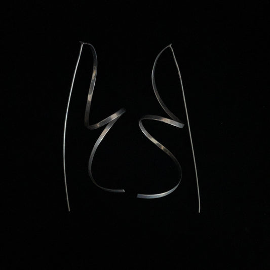 925 large Silver Modernist Squiggle Swirl Earrings