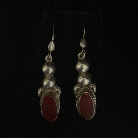 Circa 1900 Silver Carnelian Drop Earrings